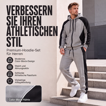 👕 50 % RABATT | Sportlicher Farbblock-Look & kompletter Freizeit-Style – Herren 2-teiliges Kapuzen-Set