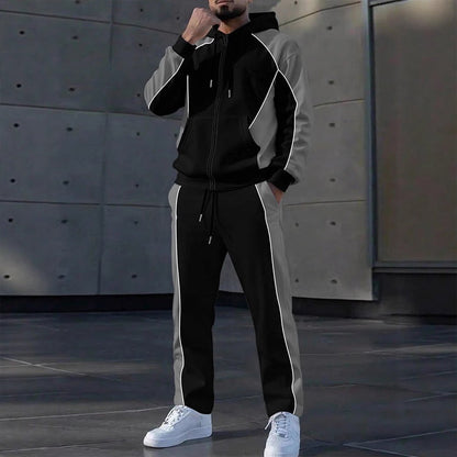 👕 50 % RABATT | Sportlicher Farbblock-Look & kompletter Freizeit-Style – Herren 2-teiliges Kapuzen-Set