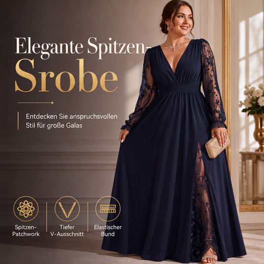 🌸 50% Rabatt | Fließende Eleganz & feminine Spitze – V-Ausschnitt Maxikleid