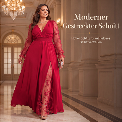 🌸 50% Rabatt | Fließende Eleganz & feminine Spitze – V-Ausschnitt Maxikleid