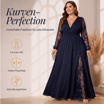 🌸 50% Rabatt | Fließende Eleganz & feminine Spitze – V-Ausschnitt Maxikleid
