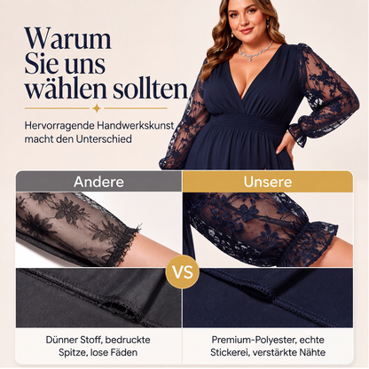 🌸 50% Rabatt | Fließende Eleganz & feminine Spitze – V-Ausschnitt Maxikleid