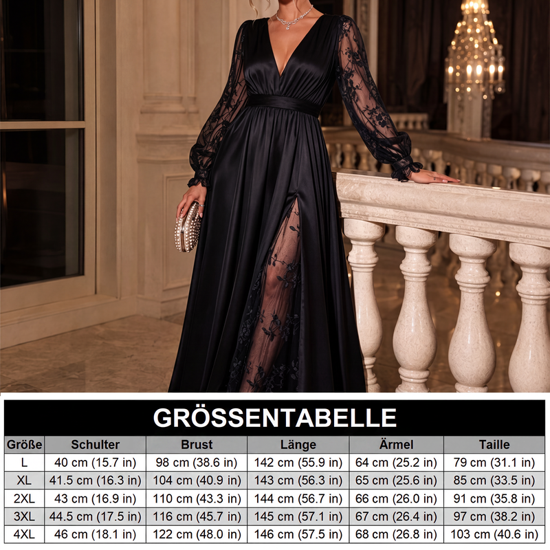 🌸 50% Rabatt | Fließende Eleganz & feminine Spitze – V-Ausschnitt Maxikleid