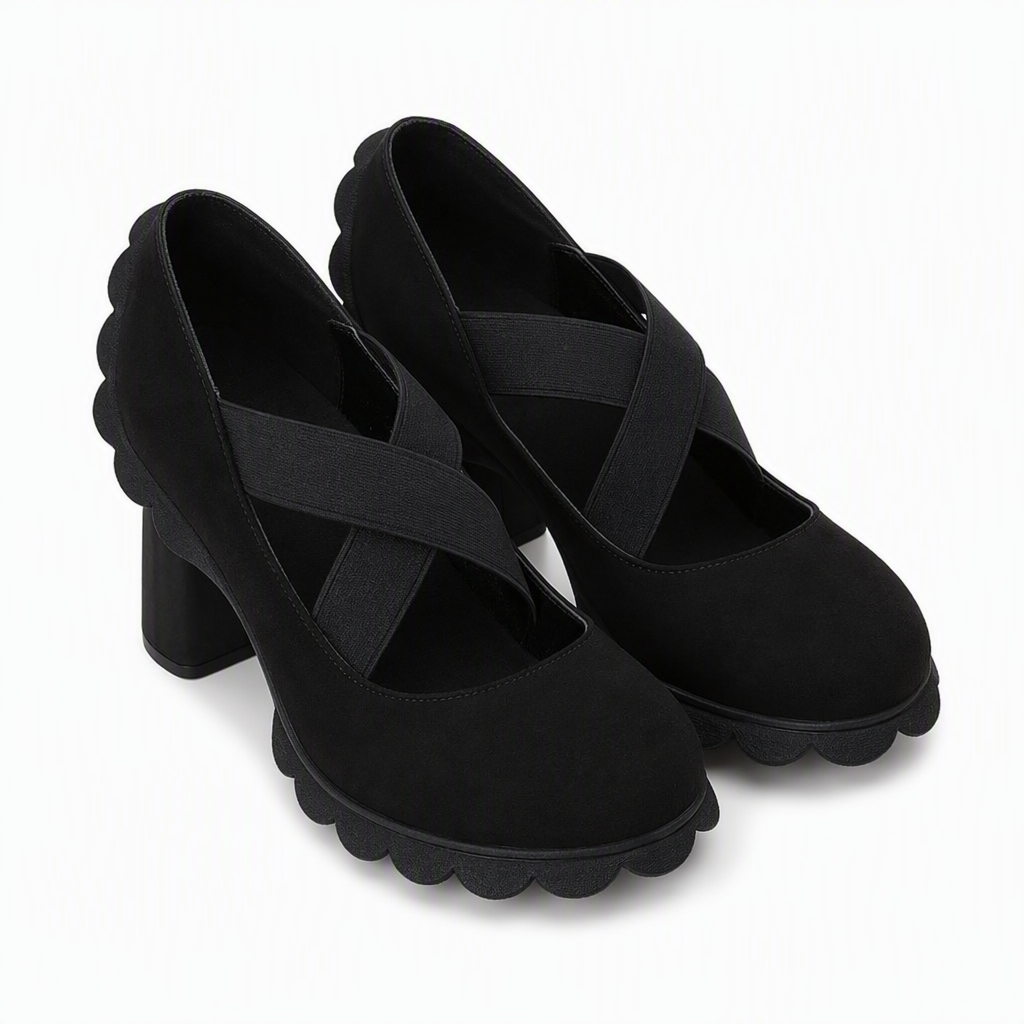 🎉✨Mary-Jane-Schuhe für Damen mit runder Spitze, überkreuzten Riemen, Blockabsatz, Plateau und Cut-Out-Ausschnitten, hochhackig
