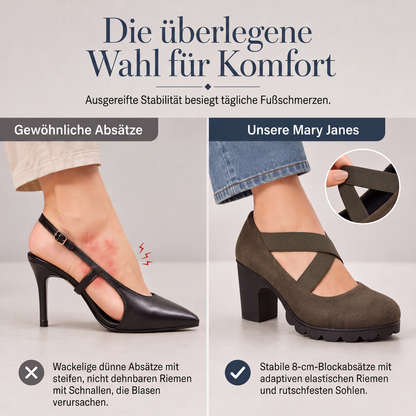 🎉✨Mary-Jane-Schuhe für Damen mit runder Spitze, überkreuzten Riemen, Blockabsatz, Plateau und Cut-Out-Ausschnitten, hochhackig