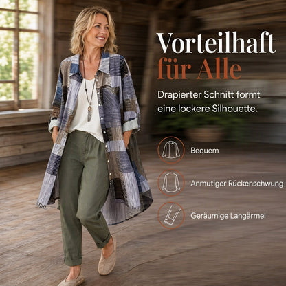 🛍️✨Leger geschnittenes kariertes Langarmhemd in Übergröße, Sonnenschutz-Oberbekleidung für Frühling und Herbst