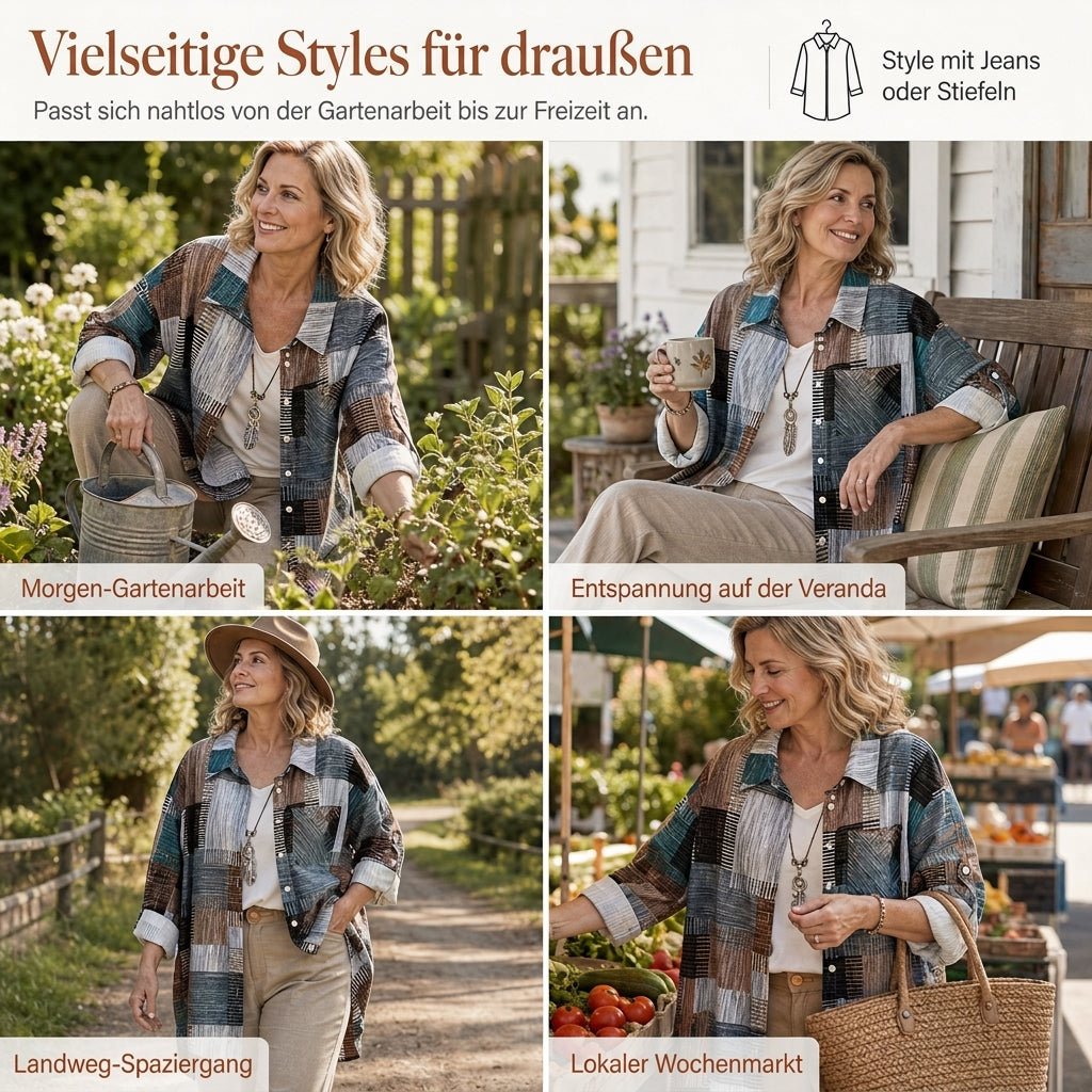 🛍️✨Leger geschnittenes kariertes Langarmhemd in Übergröße, Sonnenschutz-Oberbekleidung für Frühling und Herbst