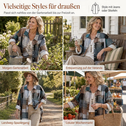 🛍️✨Leger geschnittenes kariertes Langarmhemd in Übergröße, Sonnenschutz-Oberbekleidung für Frühling und Herbst