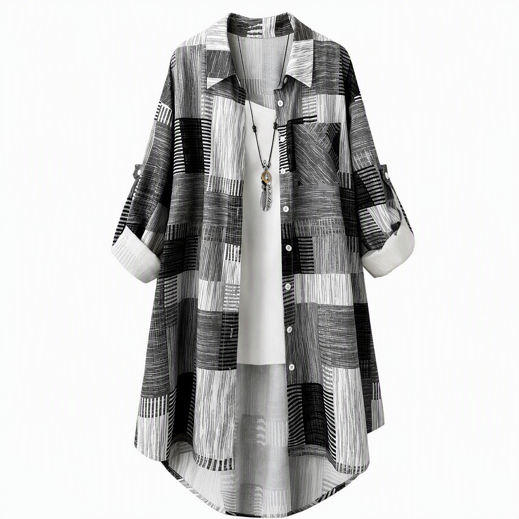 🛍️✨Leger geschnittenes kariertes Langarmhemd in Übergröße, Sonnenschutz-Oberbekleidung für Frühling und Herbst