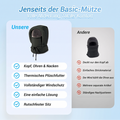 ❄️ Dicker Thermomütze mit Plüschfutter & Gesichtsmaske – Kuschelig, warm & immer passend