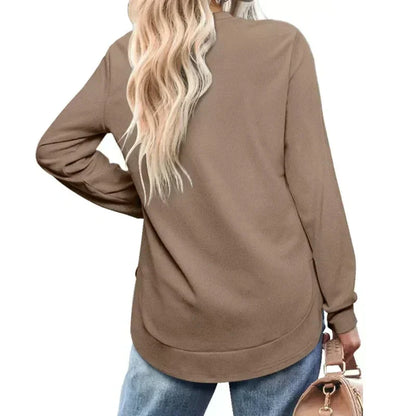 Damen-Longsleeve mit Rundhalsausschnitt und High-Low-Saum