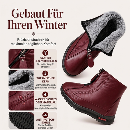 Damen Winterstiefeletten mit Frontreißverschluss und Plüschfutter