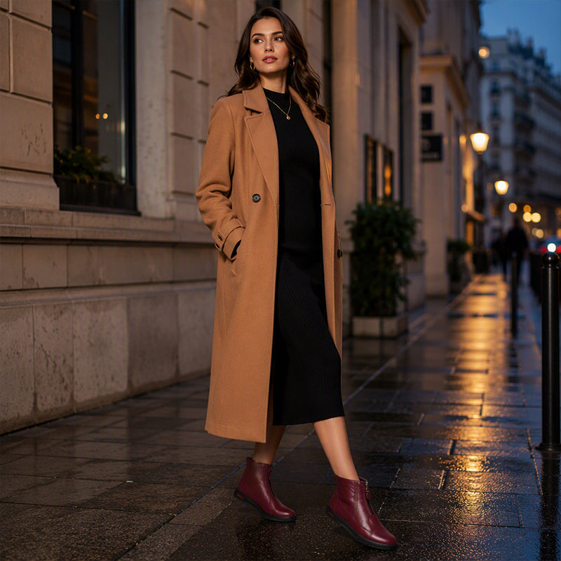Damen Winterstiefeletten mit Frontreißverschluss und Plüschfutter