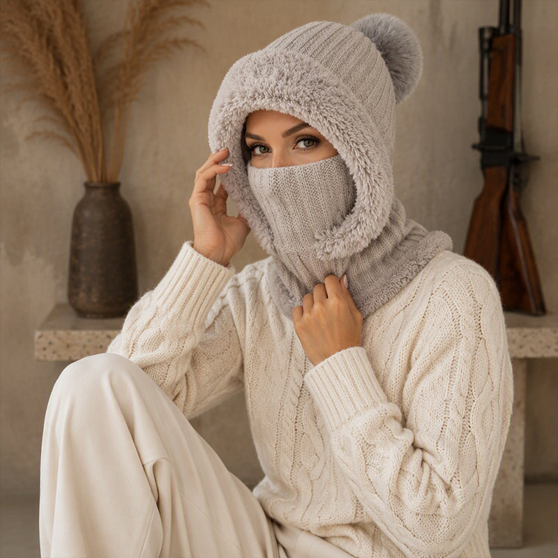 🥳Über 50.000 verkauft! 50% Rabatt!🥳 Damen Winter Einteilige Gestrickte Mütze Schal Maske