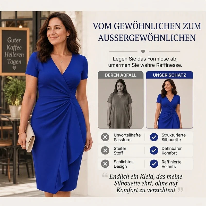 🚨🚨 Elegantes Damen-Wickelkleid mit V-Ausschnitt und Rüschen