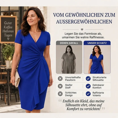 🚨🚨 Elegantes Damen-Wickelkleid mit V-Ausschnitt und Rüschen