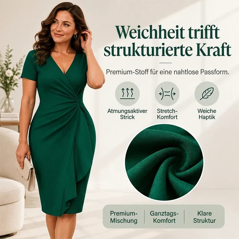 🚨🚨 Elegantes Damen-Wickelkleid mit V-Ausschnitt und Rüschen