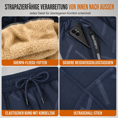 💥50% Rabatt! Nur heute!💥Unisex-Jogginghose mit lockerem Schnitt und Sherpa-Fleecefutter, warme Winter-Freizeithose mit Reißverschlusstaschen