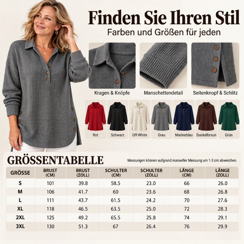 💋Genießen Sie eine 30-tägige problemlose Rückgaberichtlinie!✅️Damen-Langarmoberteil aus Waffelstrick