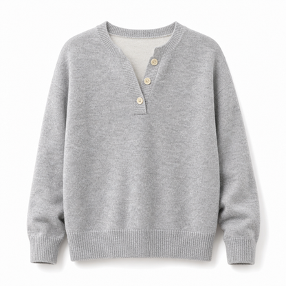 Lässiger zweiteiliger Strickpullover mit V-Ausschnitt und Knopfdetails