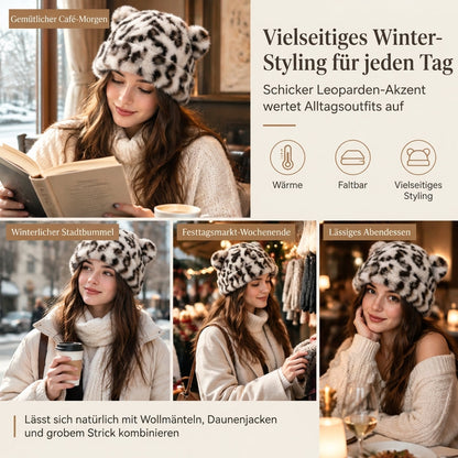💥50% Rabatt! Nur heute!💥Flauschige Damen-Mütze aus Kunstpelz mit süßen Bärenohren, warme Pullover-Mütze für kalte Wintertage