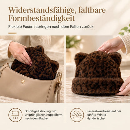💥50% Rabatt! Nur heute!💥Flauschige Damen-Mütze aus Kunstpelz mit süßen Bärenohren, warme Pullover-Mütze für kalte Wintertage