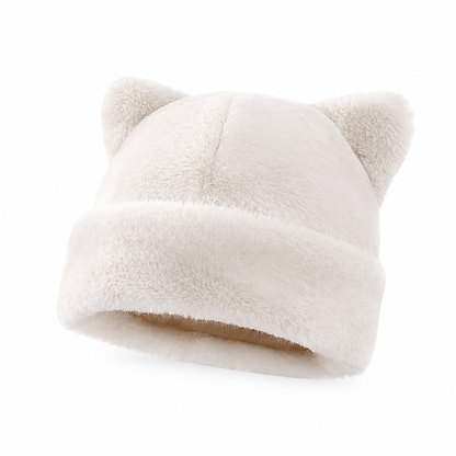 💥50% Rabatt! Nur heute!💥Flauschige Damen-Mütze aus Kunstpelz mit süßen Bärenohren, warme Pullover-Mütze für kalte Wintertage