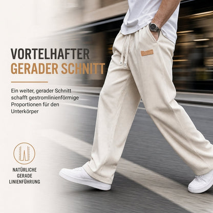 Herren leichte Cord Freizeithosen, locker sitzende gerade Beinhosen