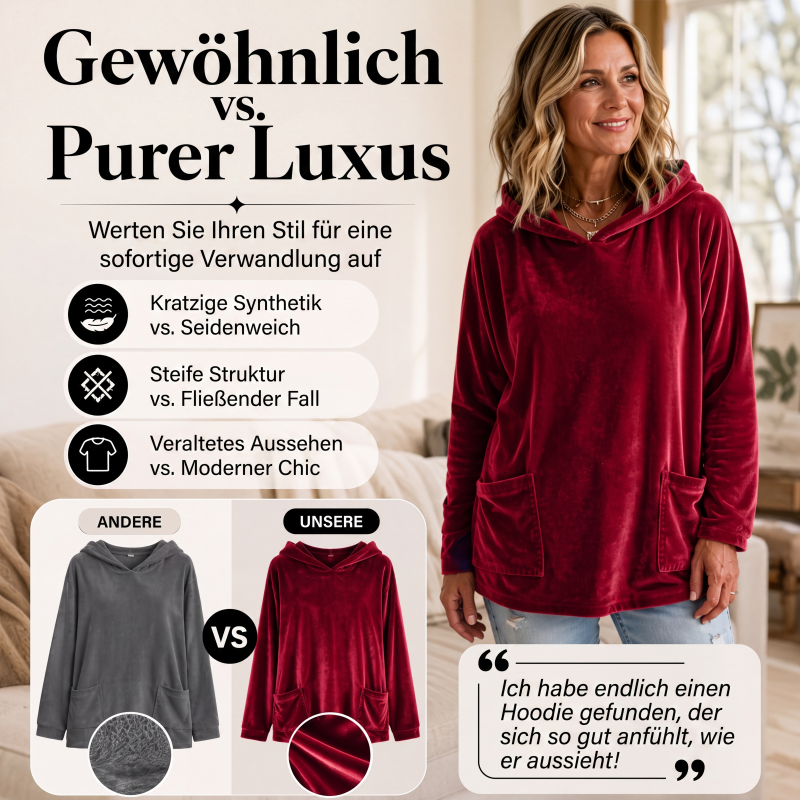 💞Top bewertet + 50% Rabatt!💞Damen-Samt-Hoodie mit lockerer Passform und Taschen