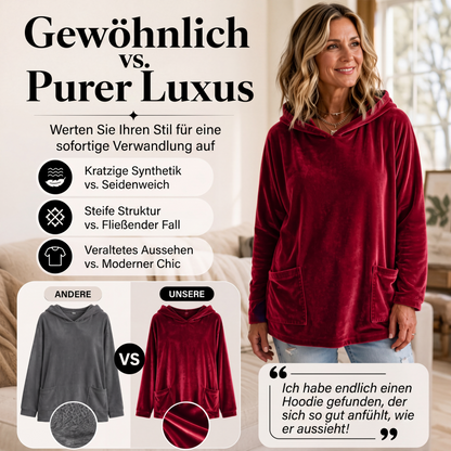 💞Top bewertet + 50% Rabatt!💞Damen-Samt-Hoodie mit lockerer Passform und Taschen