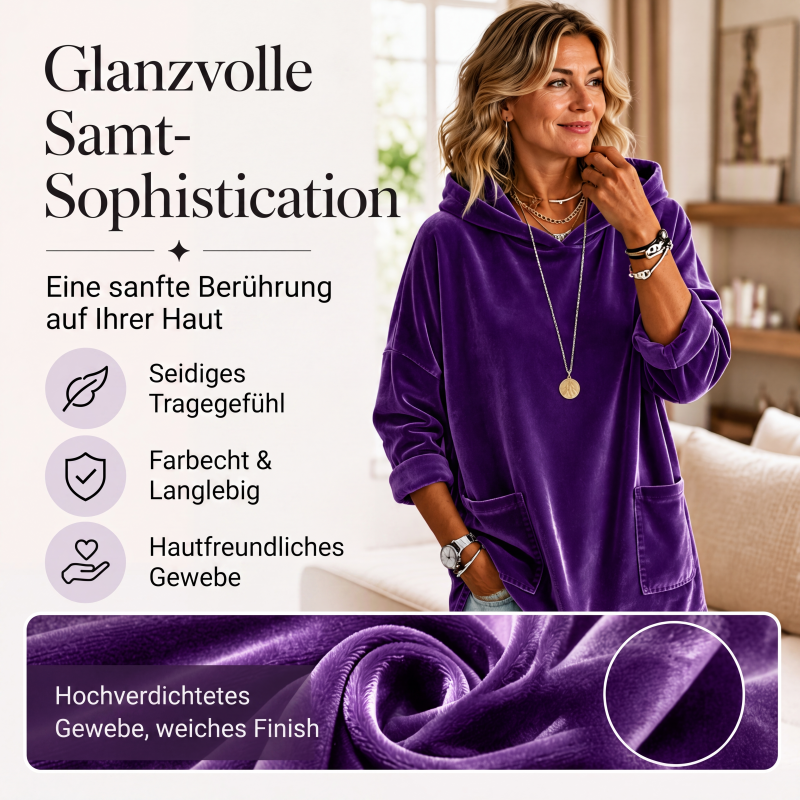 💞Top bewertet + 50% Rabatt!💞Damen-Samt-Hoodie mit lockerer Passform und Taschen