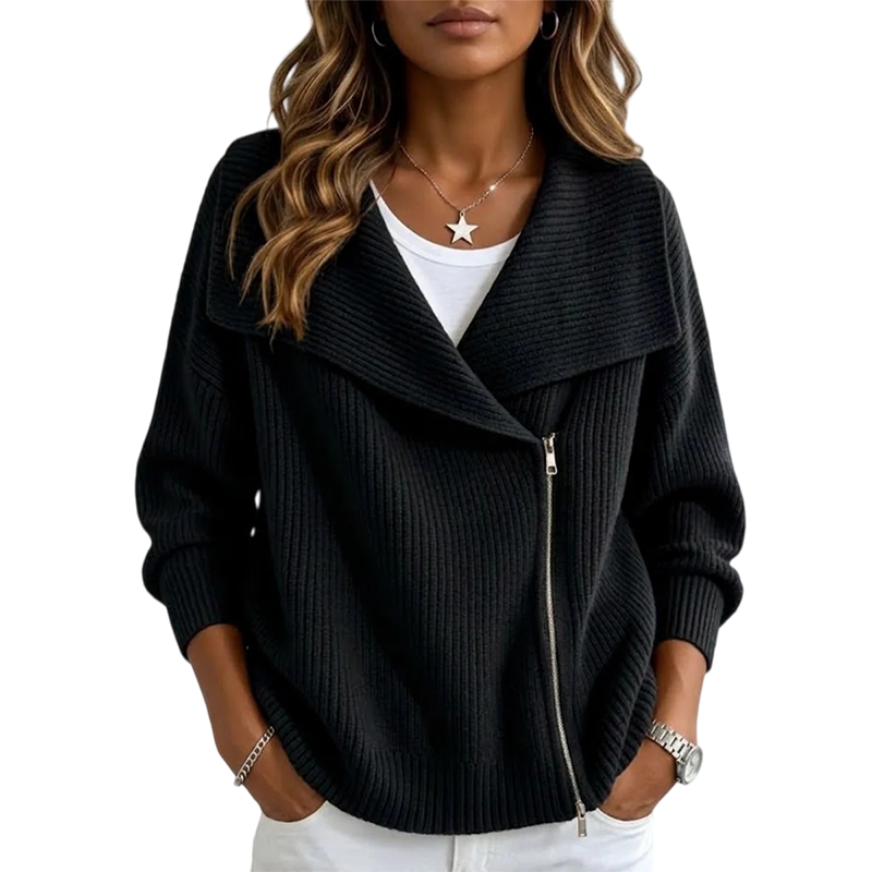 ✨ Neu eingetroffen – Nur heute 50 %! Schicke, asymmetrische Damen-Strickjacke mit Reißverschluss