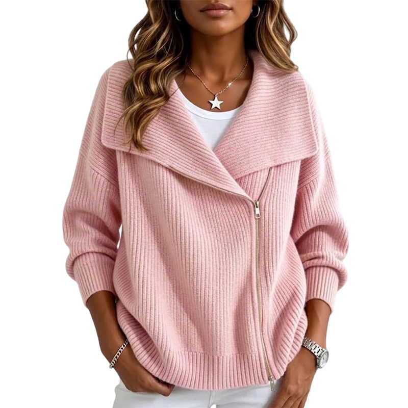 ✨ Neu eingetroffen – Nur heute 50 %! Schicke, asymmetrische Damen-Strickjacke mit Reißverschluss
