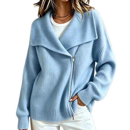 ✨ Neu eingetroffen – Nur heute 50 %! Schicke, asymmetrische Damen-Strickjacke mit Reißverschluss