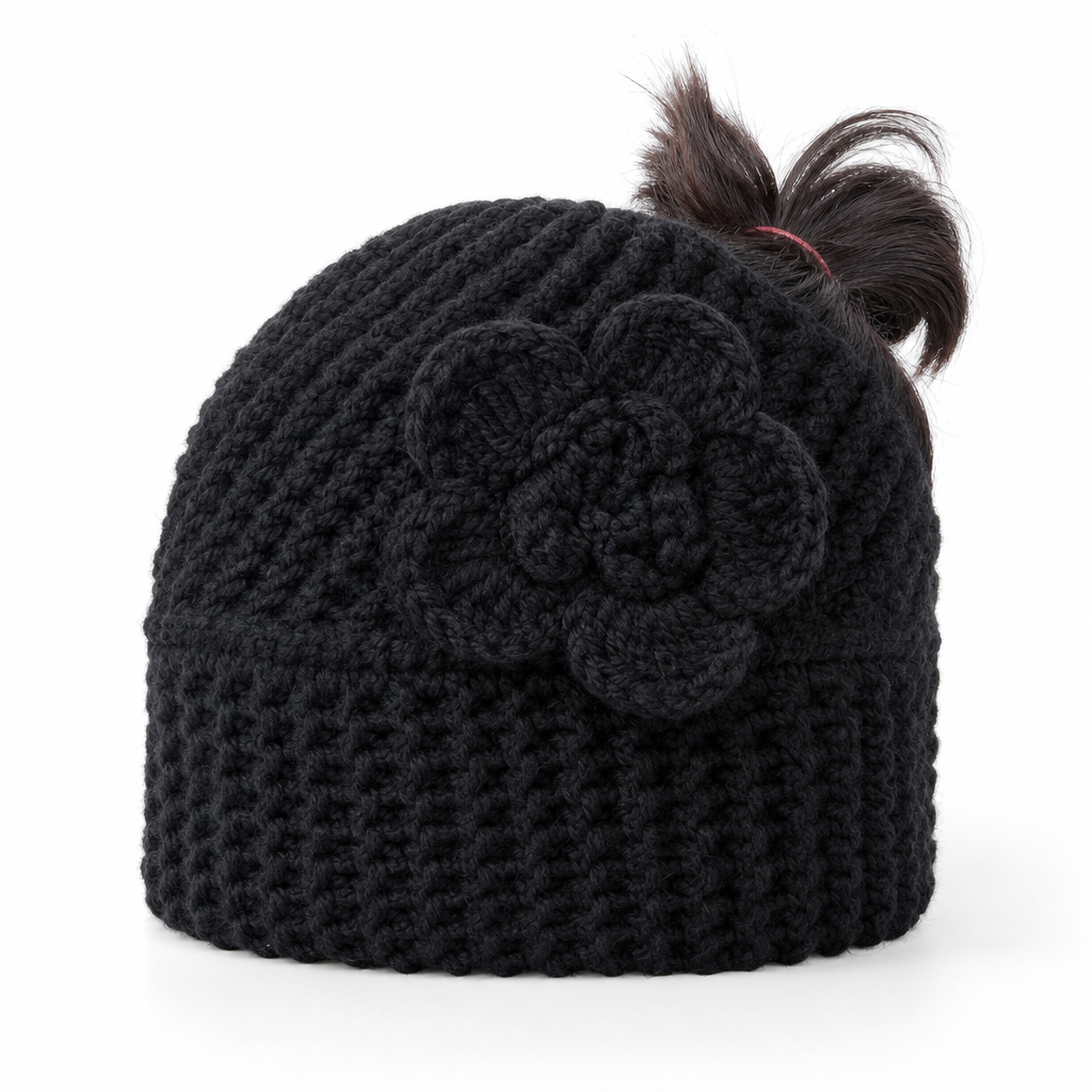 Breites gestricktes Ohrenschutz-Stirnband für Damen, winterlich warmes Haar-Accessoire mit Blumenmuster