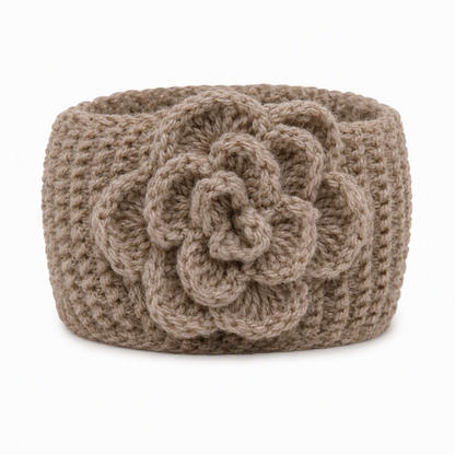 Breites gestricktes Ohrenschutz-Stirnband für Damen, winterlich warmes Haar-Accessoire mit Blumenmuster