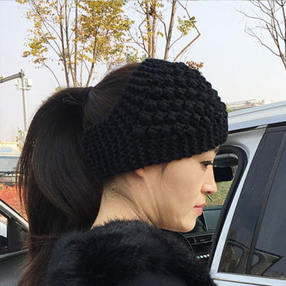 Breites gestricktes Ohrenschutz-Stirnband für Damen, winterlich warmes Haar-Accessoire mit Blumenmuster