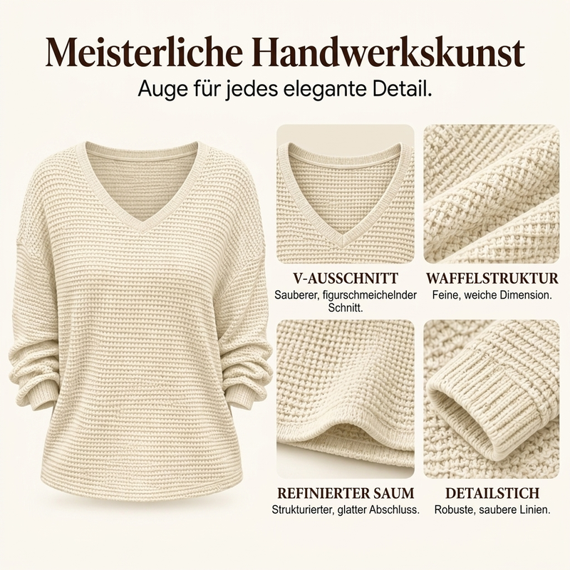 🥳Millionenfach bewährt!🥳 Damen lässiges V-Ausschnitt Waffelstrick Oberteil
