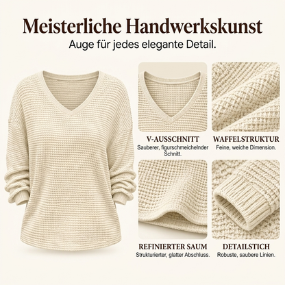 🥳Millionenfach bewährt!🥳 Damen lässiges V-Ausschnitt Waffelstrick Oberteil