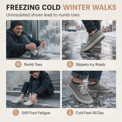 Warme Damen-Winterstiefel – Schneestiefel zum Hineinschlüpfen, rutschfest, weit geschnitten, gefüttert und bequem für Spaziergänge im Alltag.