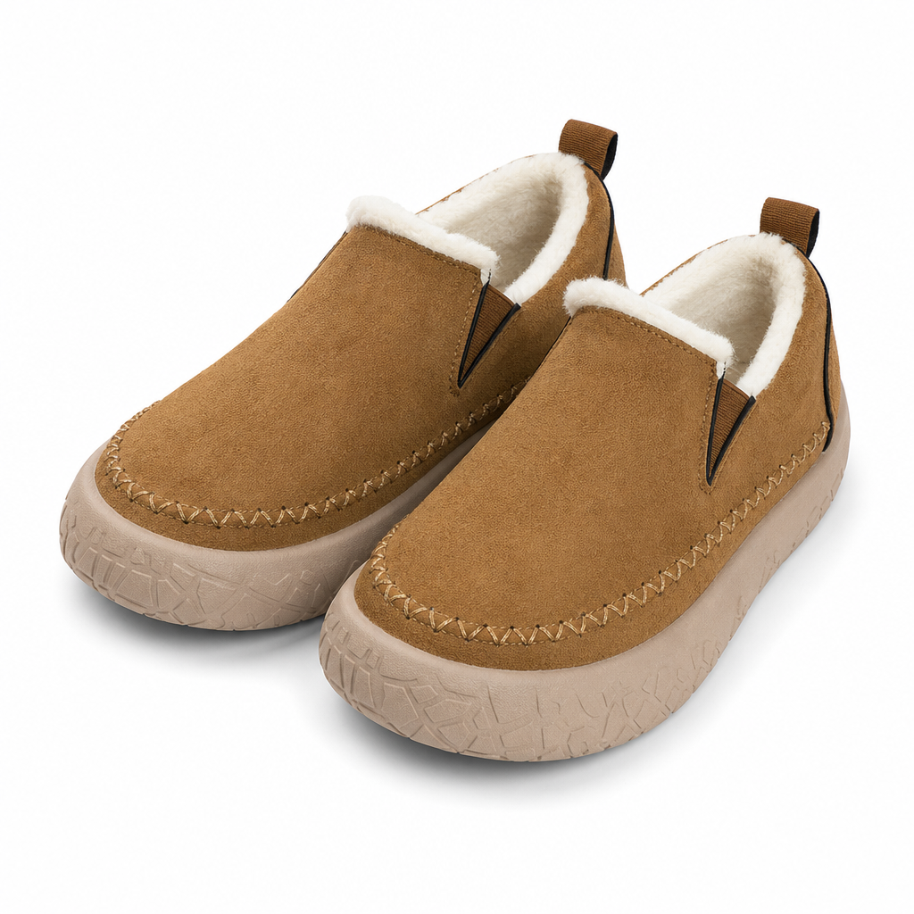 Warme Damen-Winterstiefel – Schneestiefel zum Hineinschlüpfen, rutschfest, weit geschnitten, gefüttert und bequem für Spaziergänge im Alltag.