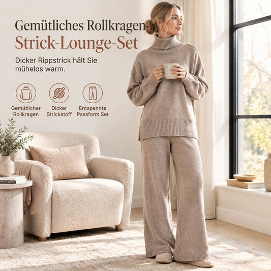 🔥Heiß begehrt: 50% Rabatt + Gratis Versand!🔥 Zweiteiliges Damen-Set aus lockerer Rollkragenpullover und Strickhose - Locker, dick, warm für Herbst und Winter