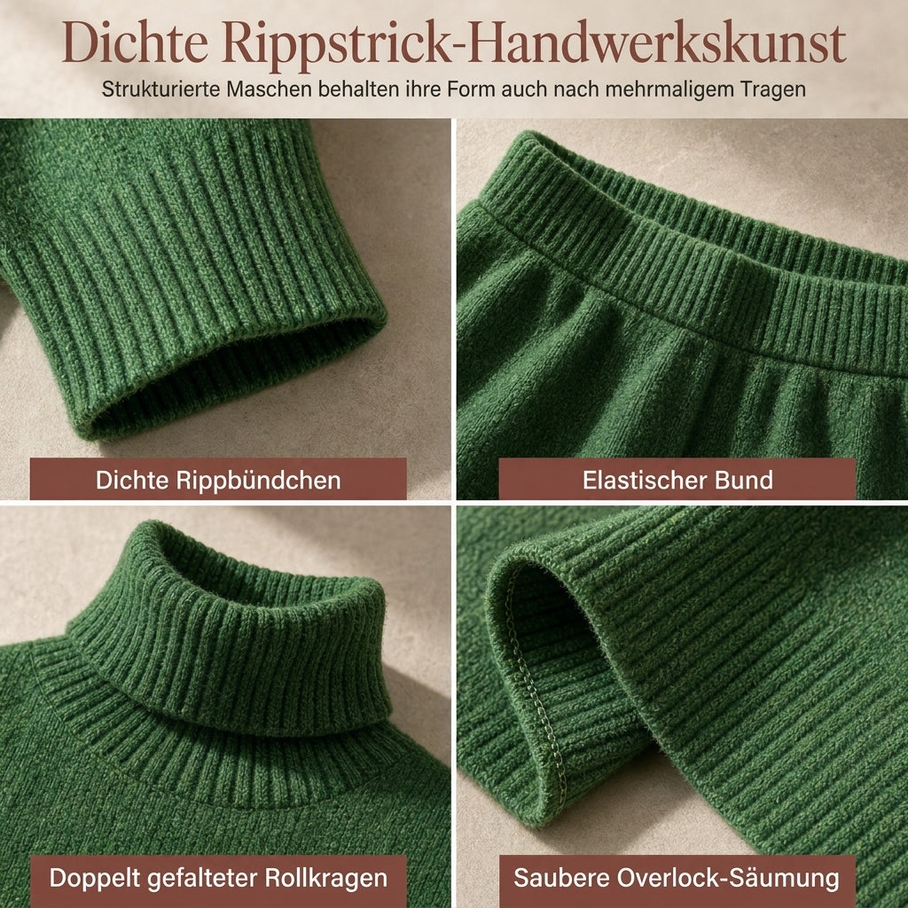 🔥Heiß begehrt: 50% Rabatt + Gratis Versand!🔥 Zweiteiliges Damen-Set aus lockerer Rollkragenpullover und Strickhose - Locker, dick, warm für Herbst und Winter