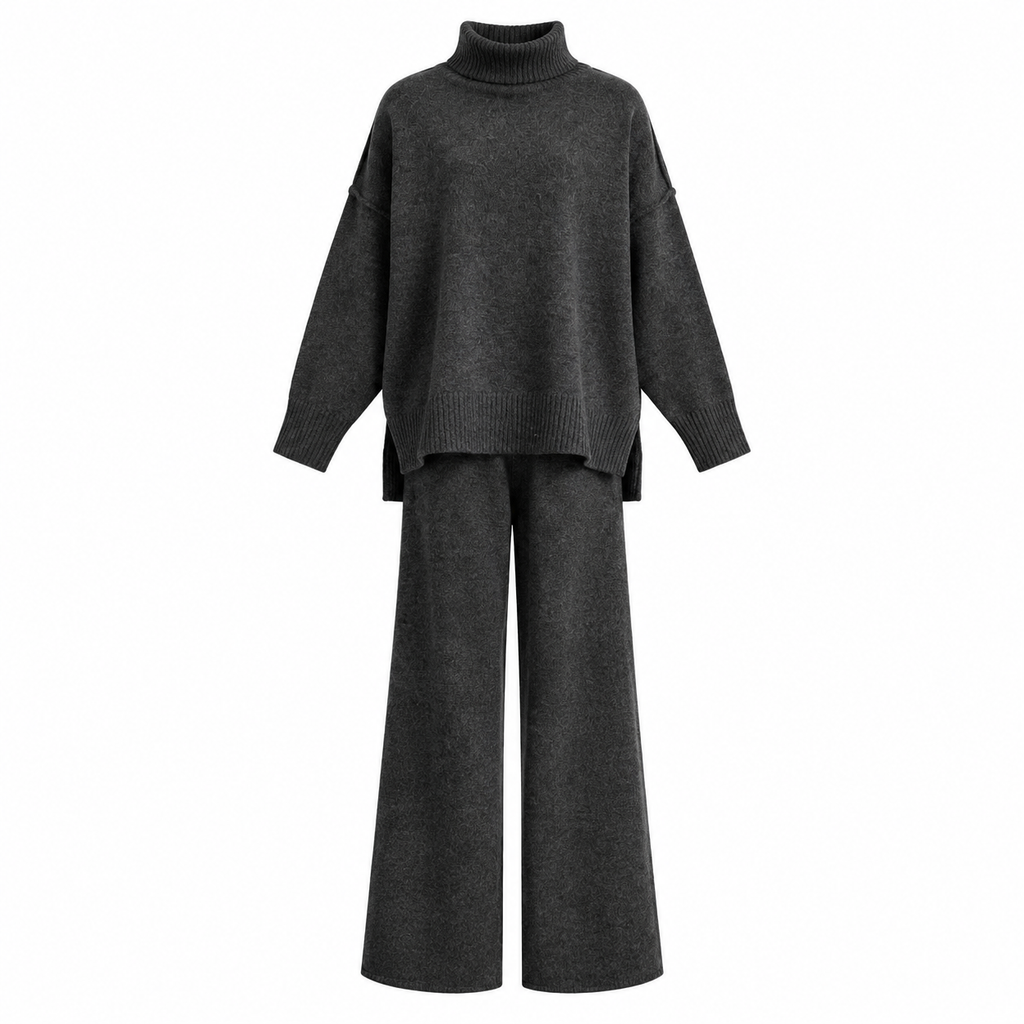 🔥Heiß begehrt: 50% Rabatt + Gratis Versand!🔥 Zweiteiliges Damen-Set aus lockerer Rollkragenpullover und Strickhose - Locker, dick, warm für Herbst und Winter