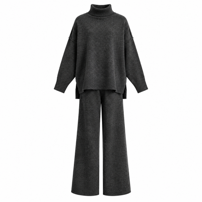 🔥Heiß begehrt: 50% Rabatt + Gratis Versand!🔥 Zweiteiliges Damen-Set aus lockerer Rollkragenpullover und Strickhose - Locker, dick, warm für Herbst und Winter