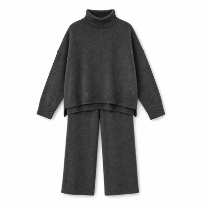 🔥Heiß begehrt: 50% Rabatt + Gratis Versand!🔥 Zweiteiliges Damen-Set aus lockerer Rollkragenpullover und Strickhose - Locker, dick, warm für Herbst und Winter