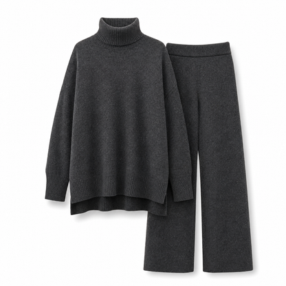 🔥Heiß begehrt: 50% Rabatt + Gratis Versand!🔥 Zweiteiliges Damen-Set aus lockerer Rollkragenpullover und Strickhose - Locker, dick, warm für Herbst und Winter