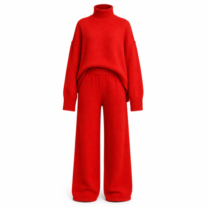 🔥Heiß begehrt: 50% Rabatt + Gratis Versand!🔥 Zweiteiliges Damen-Set aus lockerer Rollkragenpullover und Strickhose - Locker, dick, warm für Herbst und Winter