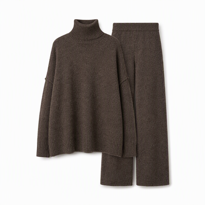 🔥Heiß begehrt: 50% Rabatt + Gratis Versand!🔥 Zweiteiliges Damen-Set aus lockerer Rollkragenpullover und Strickhose - Locker, dick, warm für Herbst und Winter
