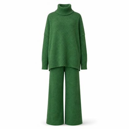 🔥Heiß begehrt: 50% Rabatt + Gratis Versand!🔥 Zweiteiliges Damen-Set aus lockerer Rollkragenpullover und Strickhose - Locker, dick, warm für Herbst und Winter